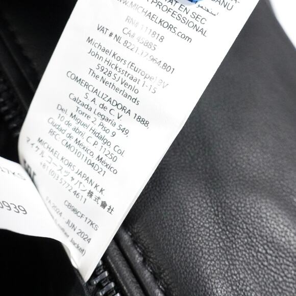 New $398 Michael Kors Men's Genuine Leather Racer Jacket Black Large 4057 - Picture 8 of 13